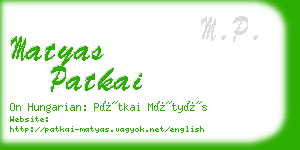 matyas patkai business card